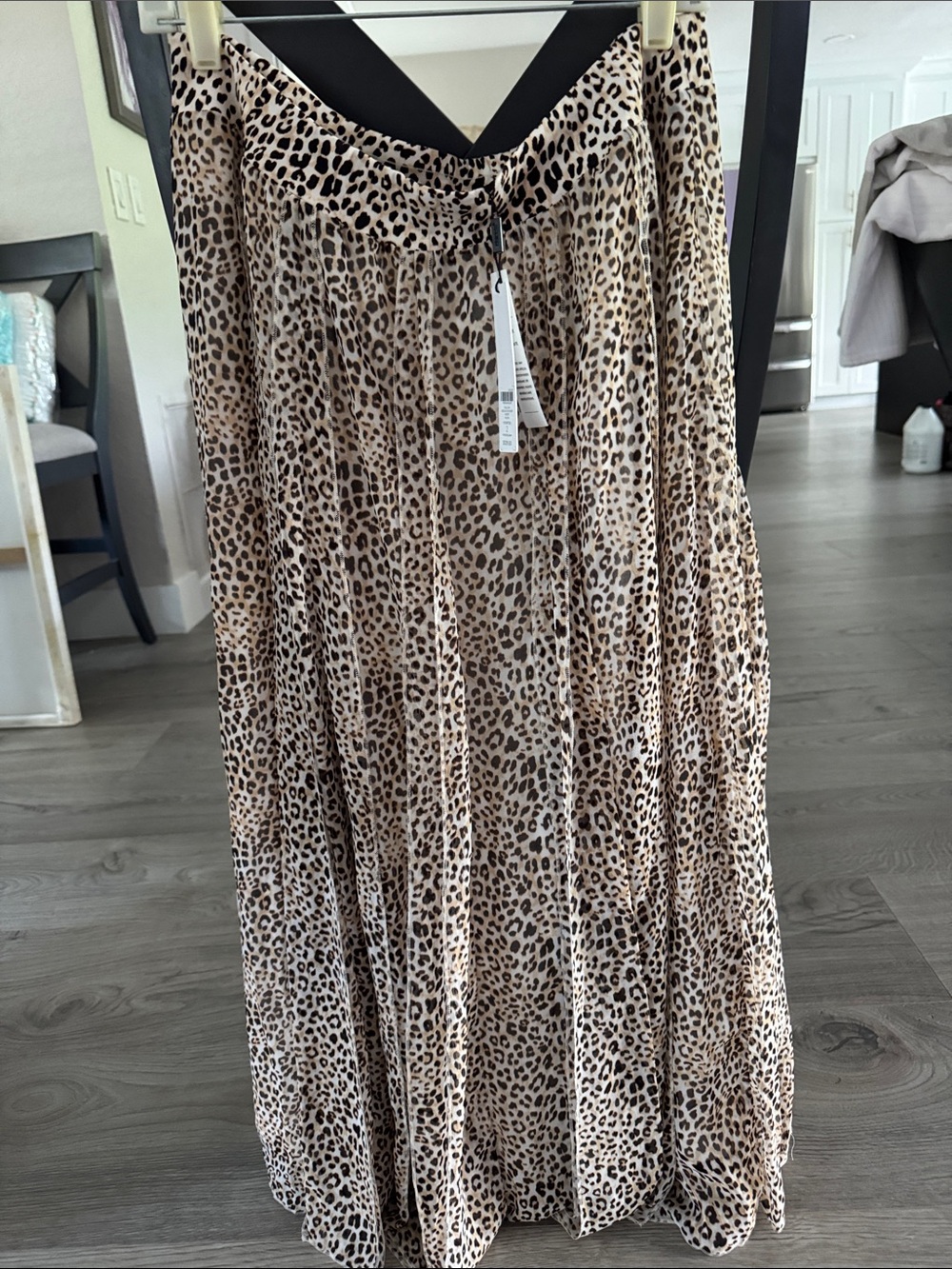Chico's Leopard-Print Pleated Maxi Skirt in Beige and Black
